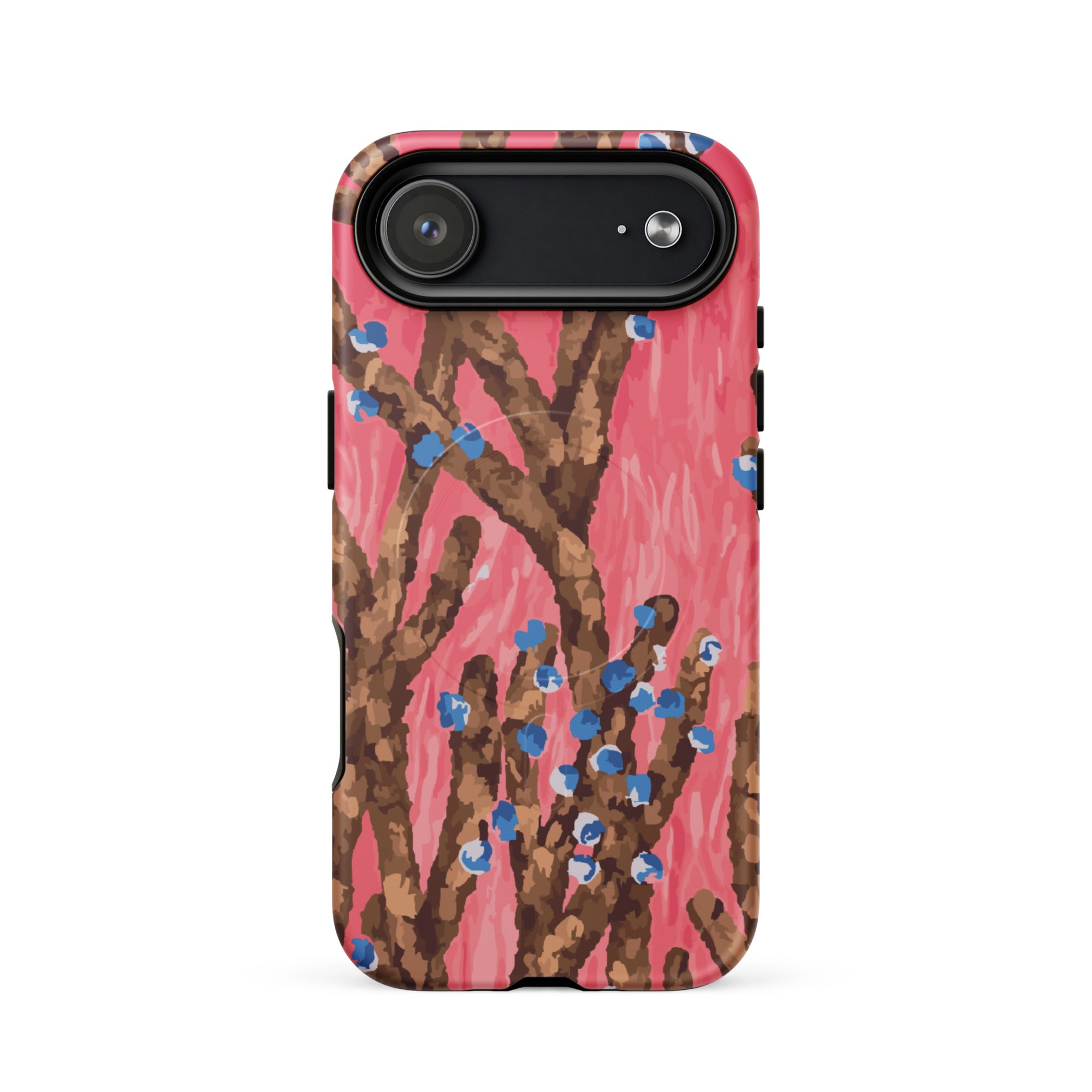 modern floral pink MagSafe iPhone case 