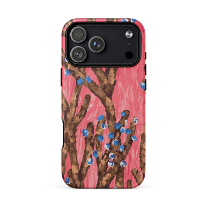 pink abstract wildflower MagSafe iPhone case with modern art 