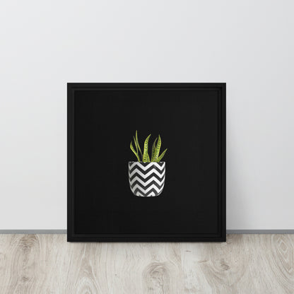 snake plant canvas print wall art black floater frame