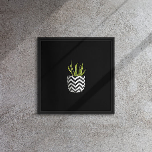 snake plant canvas print wall art black floater frame