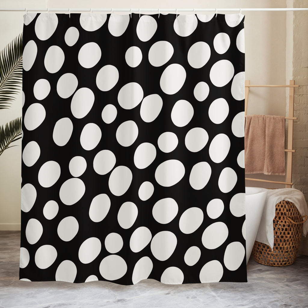 Polka Dotted Black Shower Curtain - Mirfia