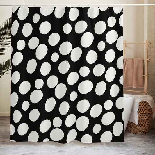 Polka Dotted Black Shower Curtain - Mirfia