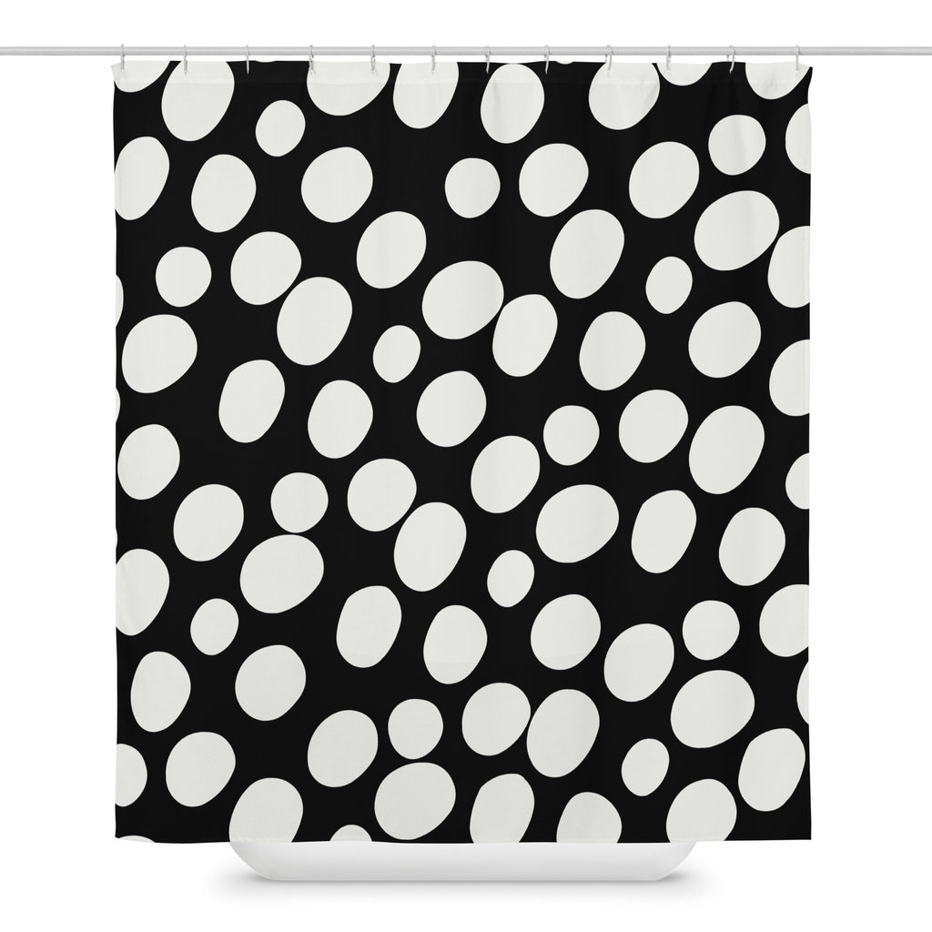Polka Dotted Black Shower Curtain - Mirfia