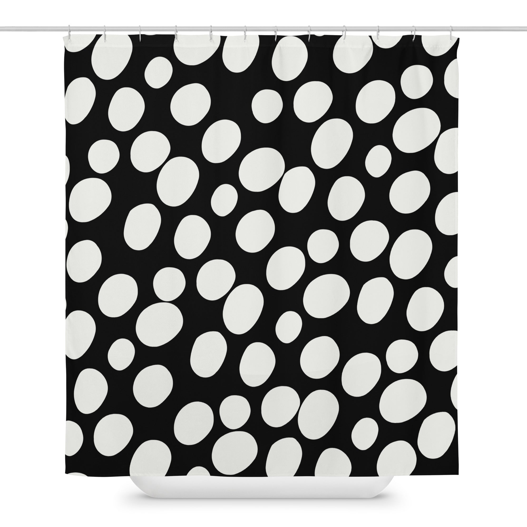 Polka Dotted Black Shower Curtain - Mirfia