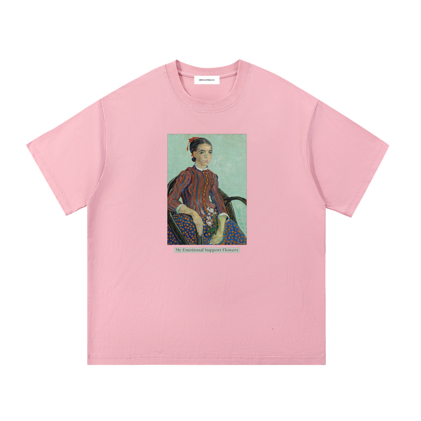 pure cotton vintage portraits pink graphic t-shirt