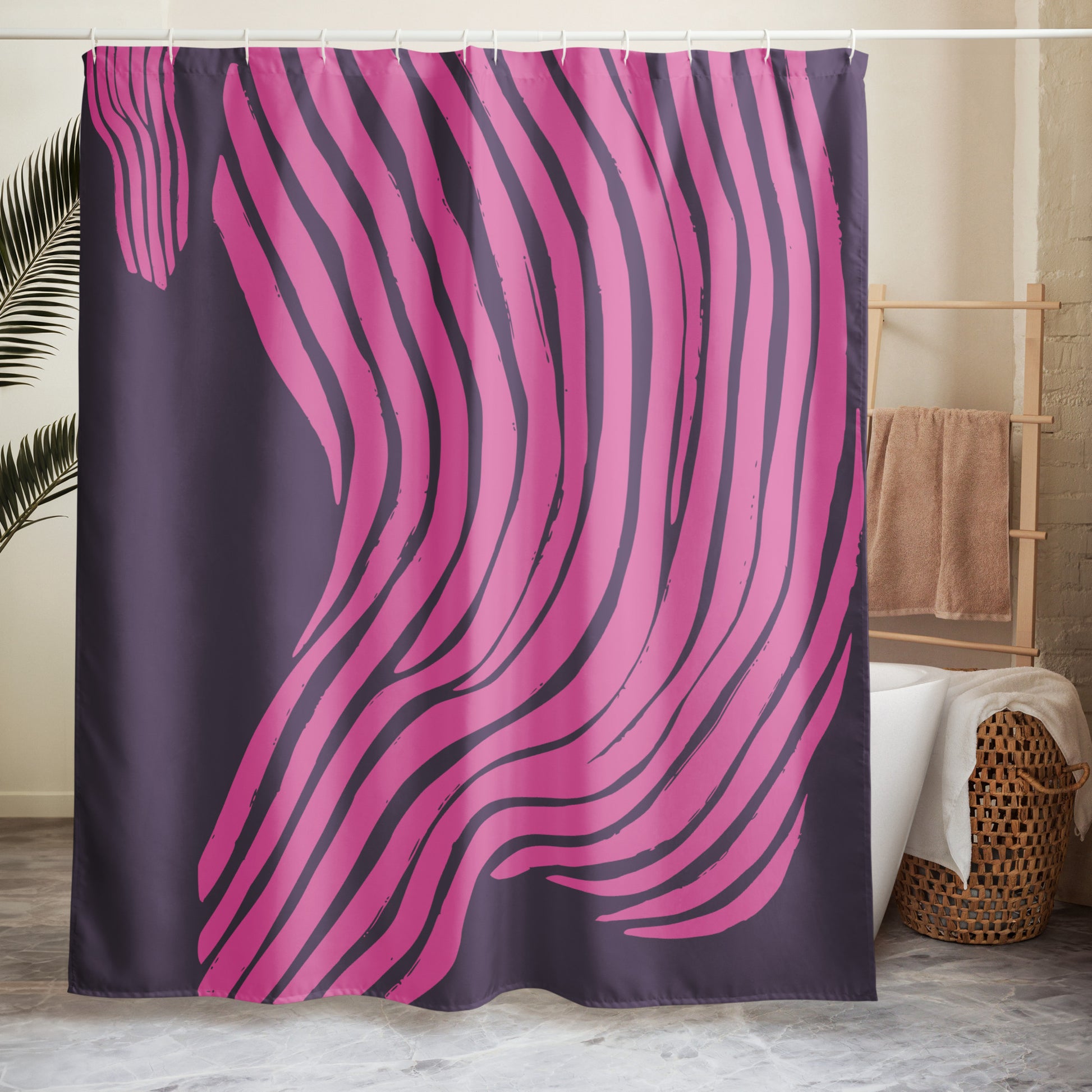 Abstract Wavy Lines Purple Shower Curtain - Mirfia