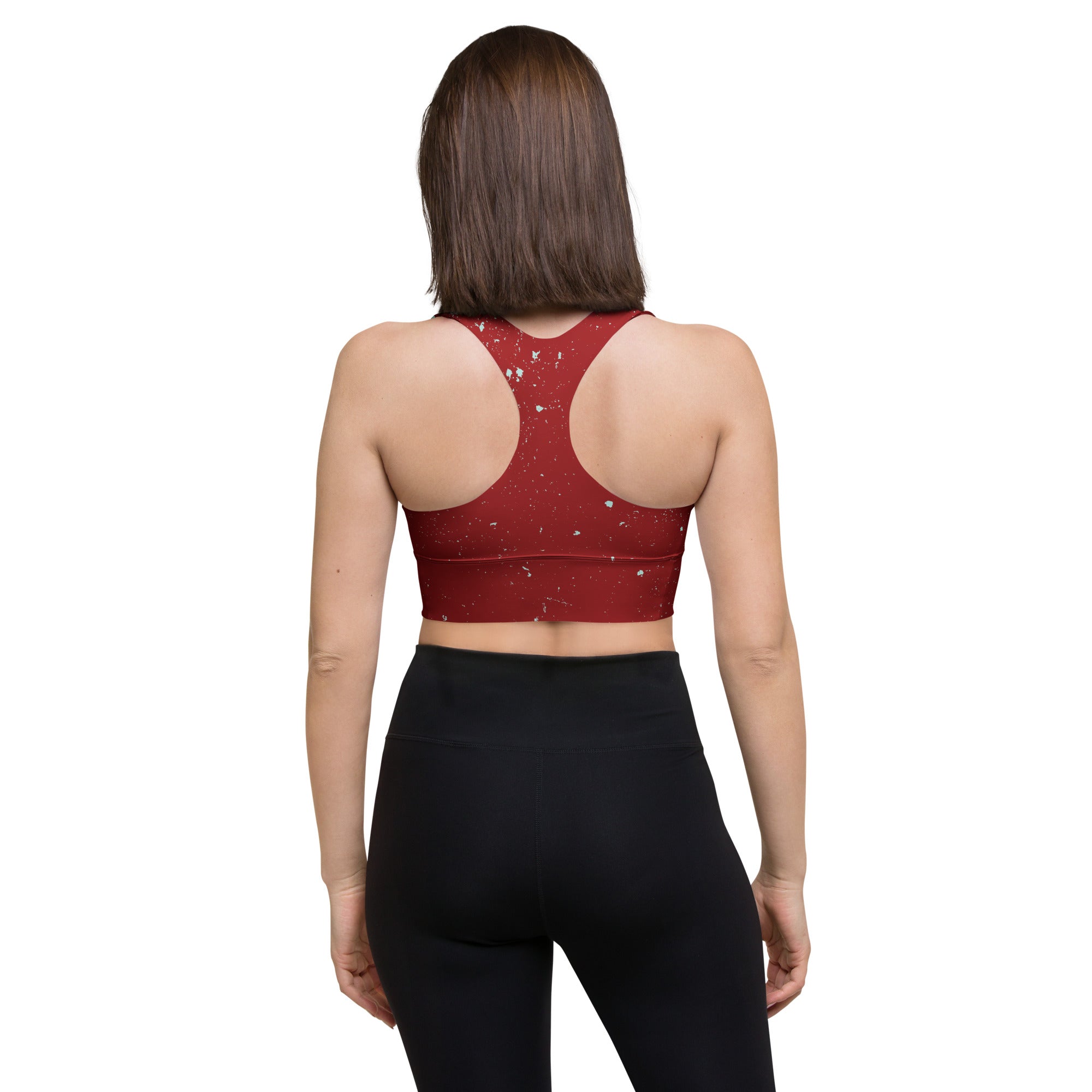 back view of racerback moisture-wicking longline sports bra 
