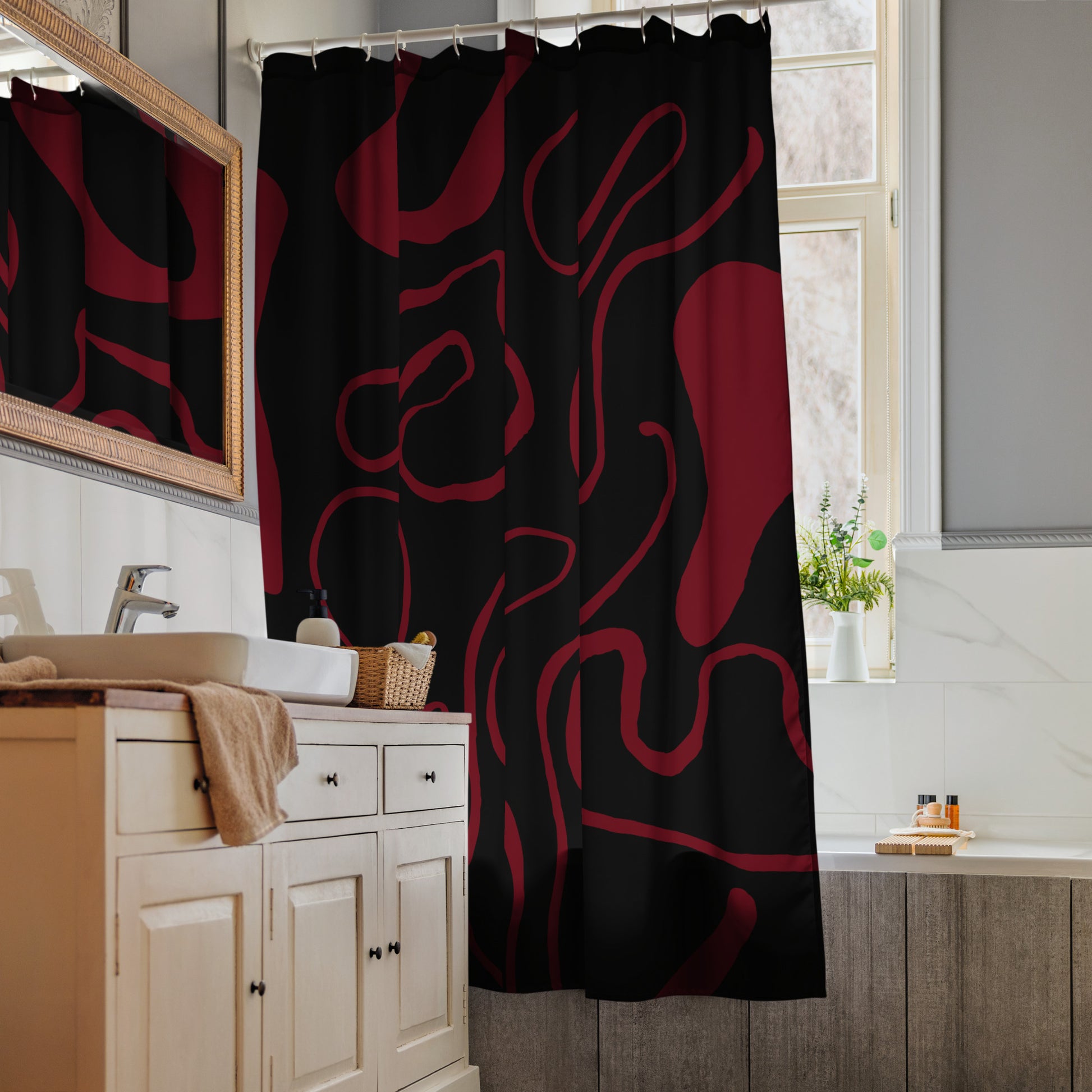 Abstract Red Lines Shower Curtain - Mirfia
