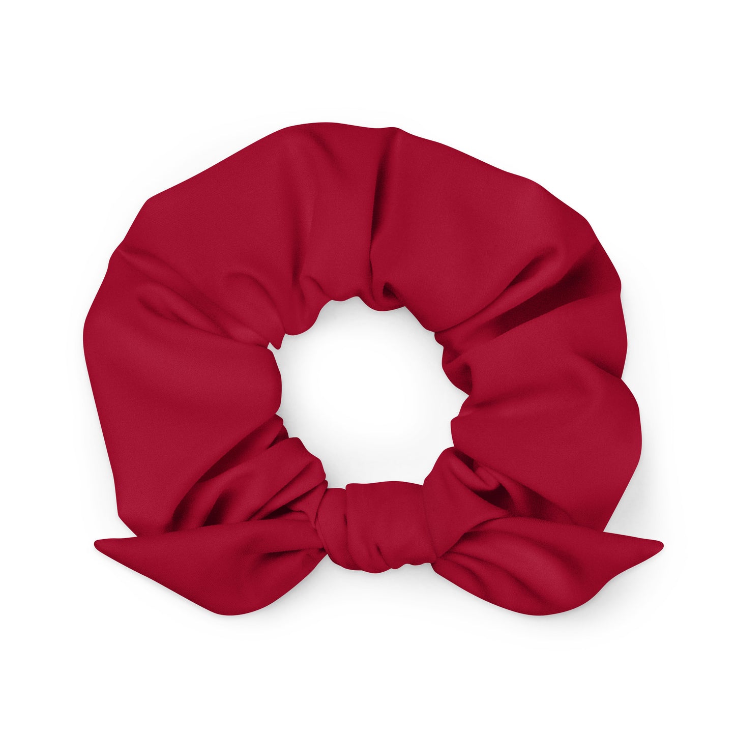 recycled red hair tie bow scrunchie