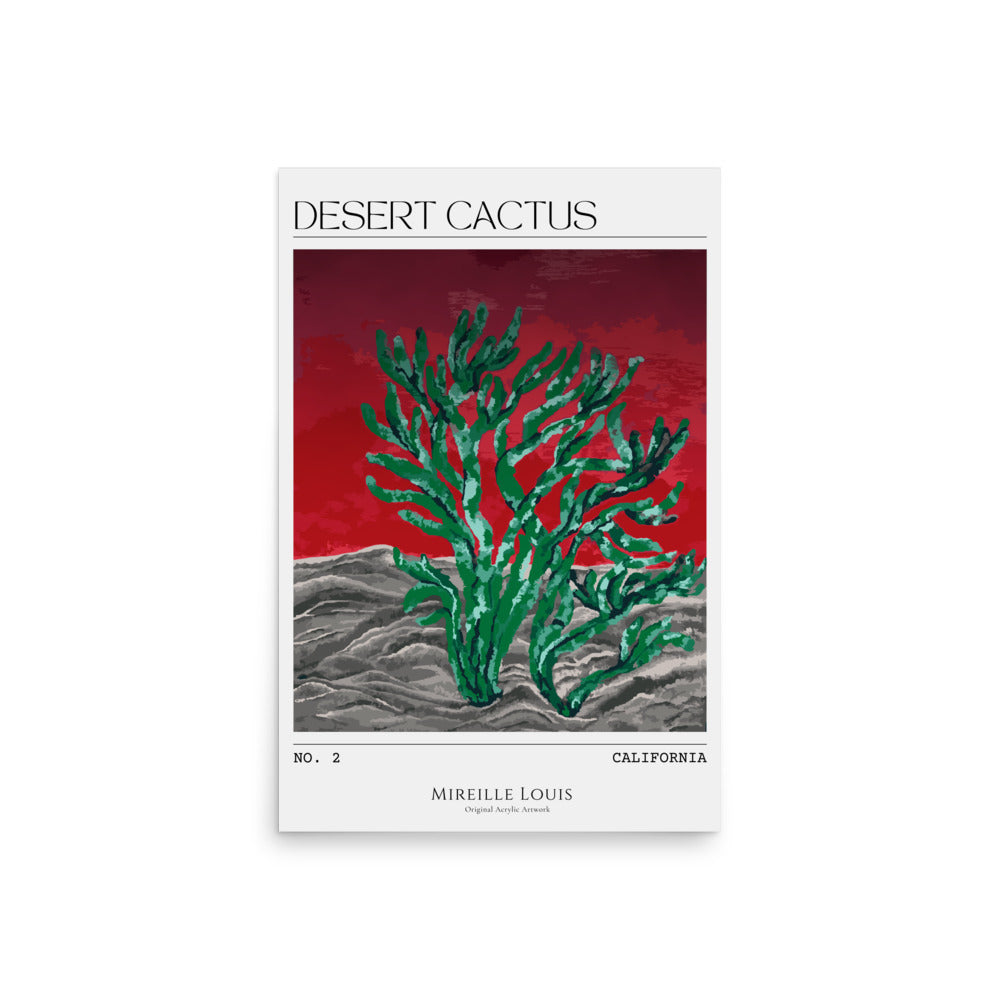 modern desert cactus wall art print with bold sunset tones