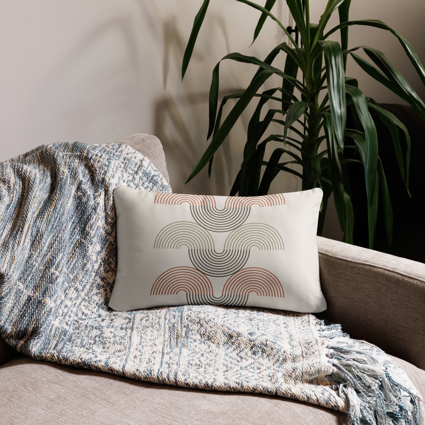 Retro Geometric Print Throw Pillow - Mirfia