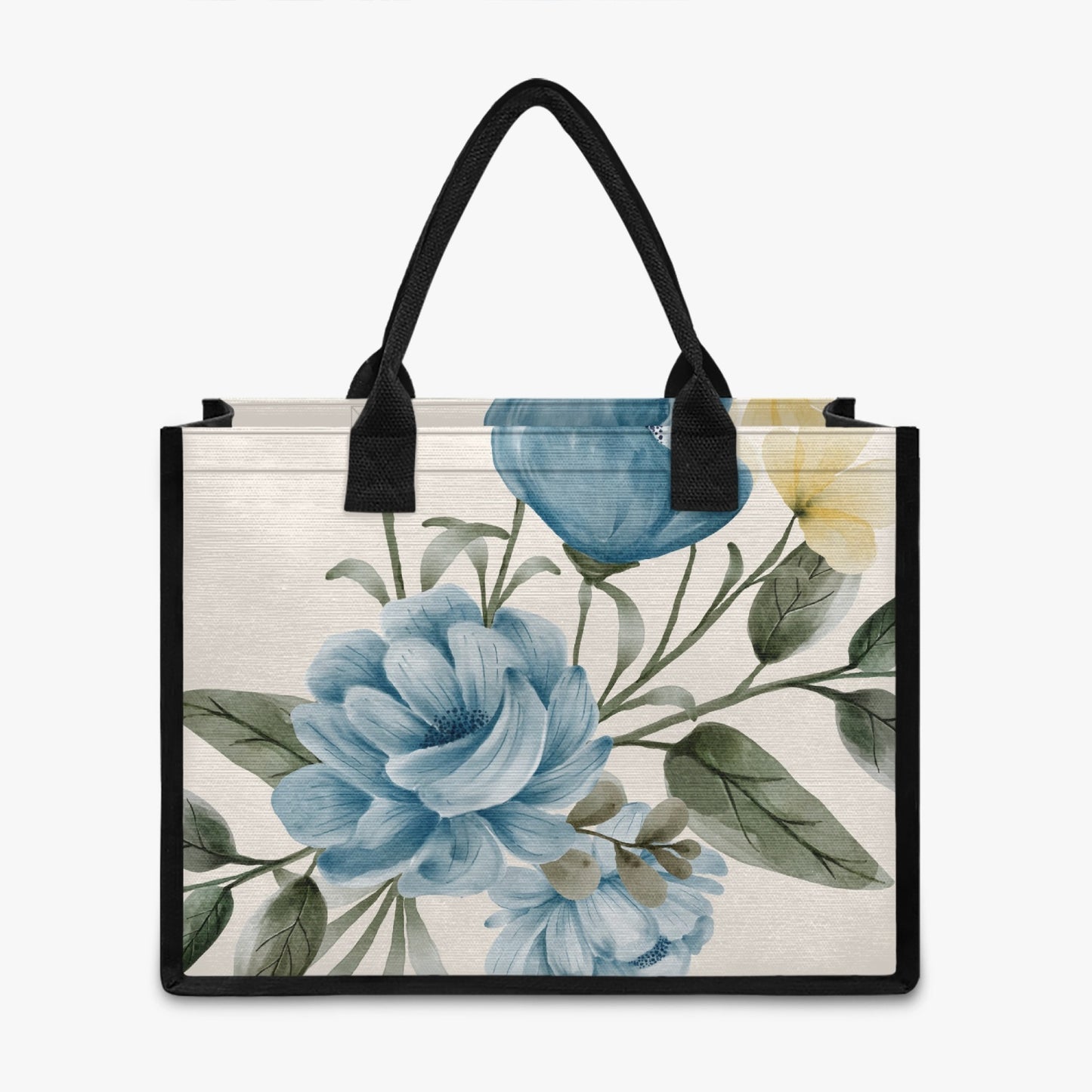 reusable shopping tote bag blue floral