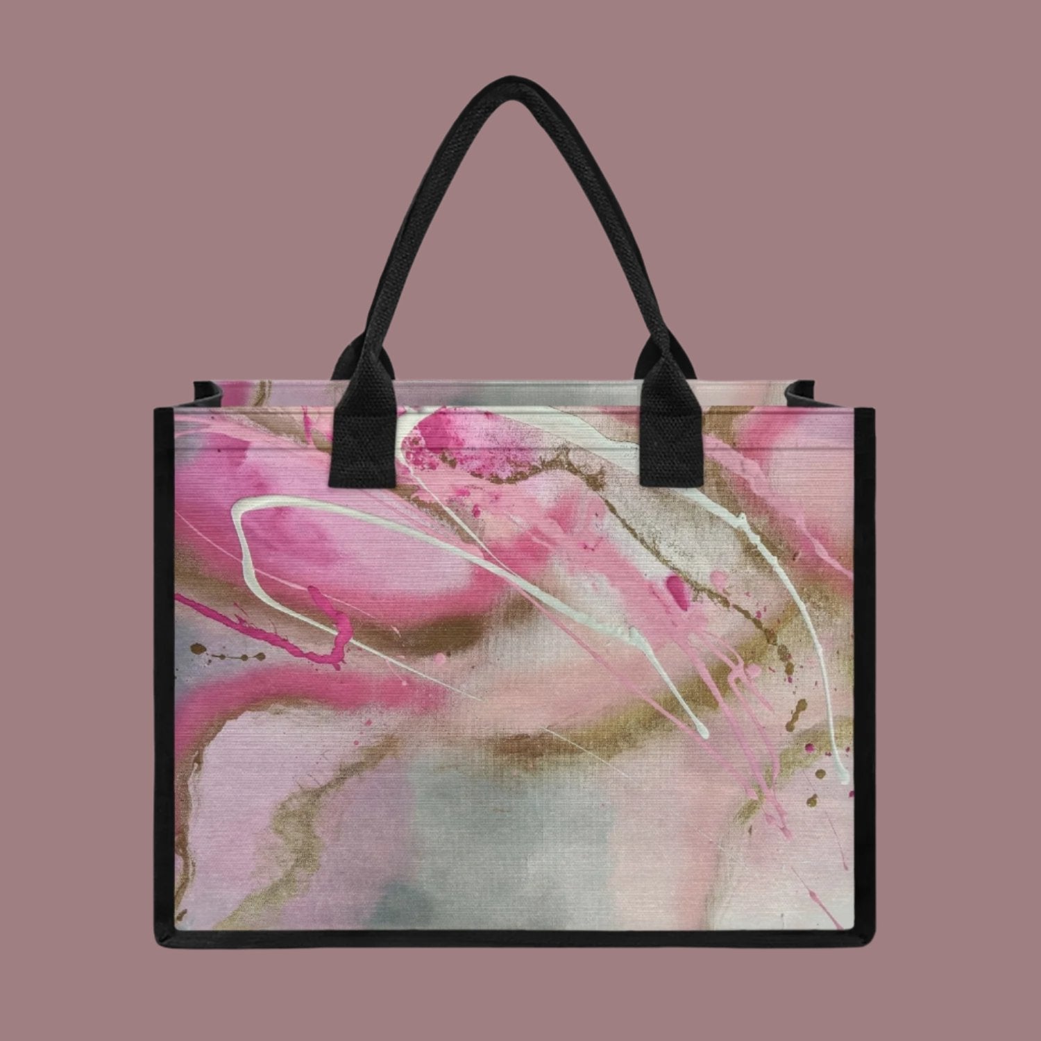 pink abstract reusable shopping tote bag