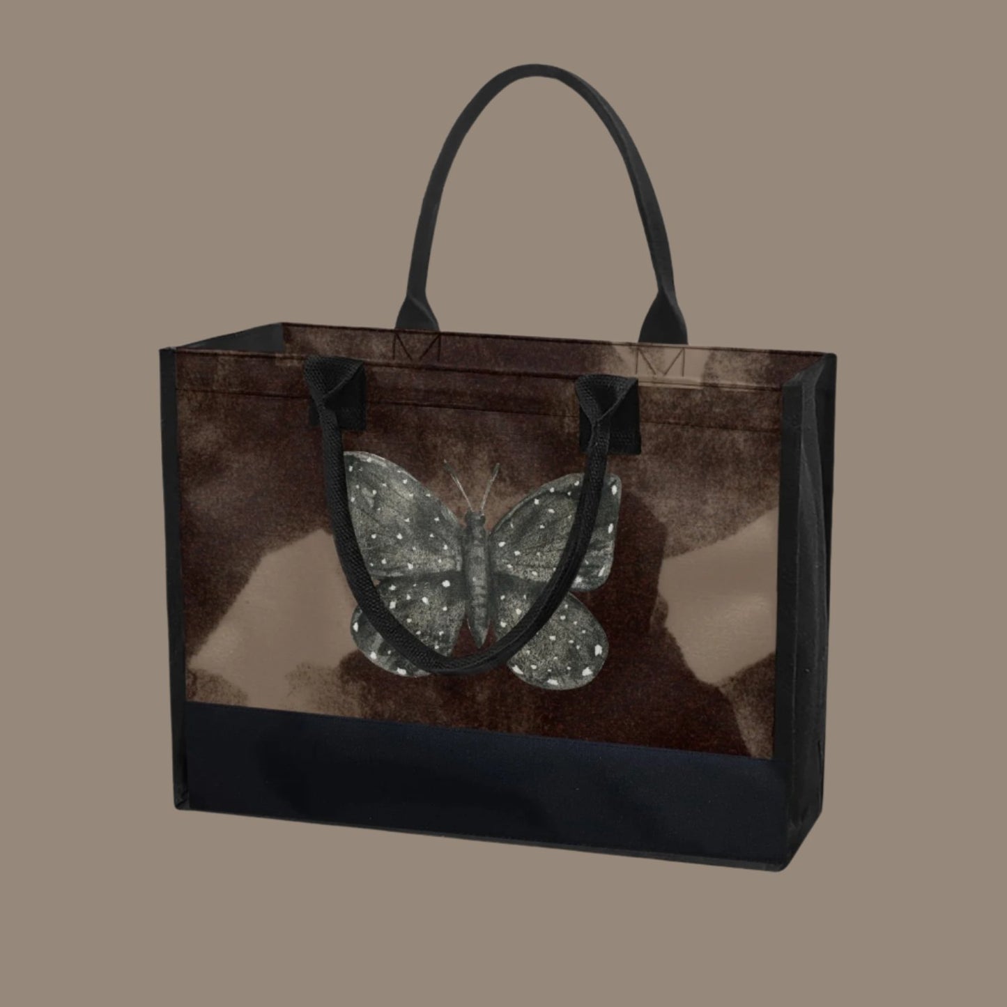 brown abstract moth reusable shopping tote bag