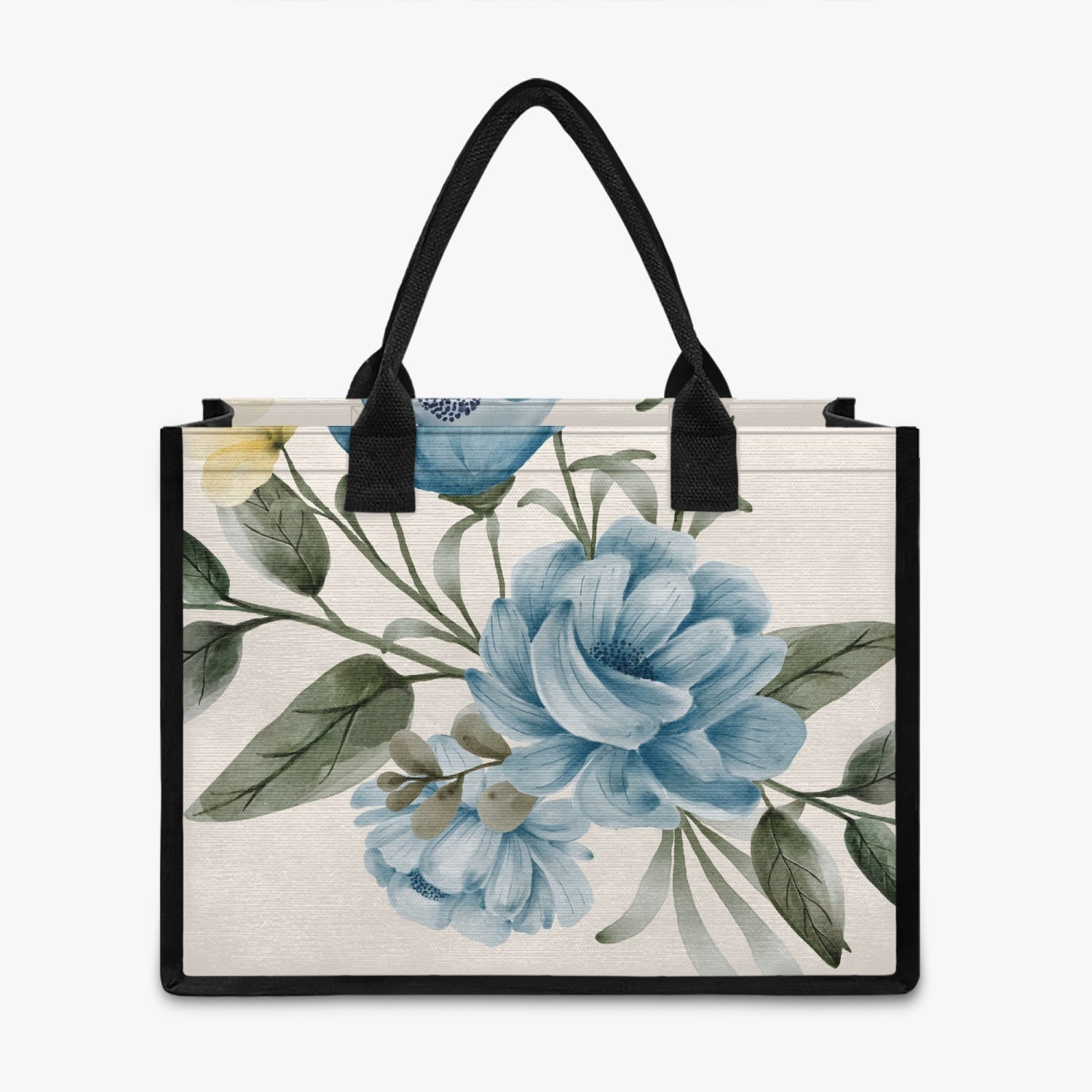 reusable shopping tote bag blue floral