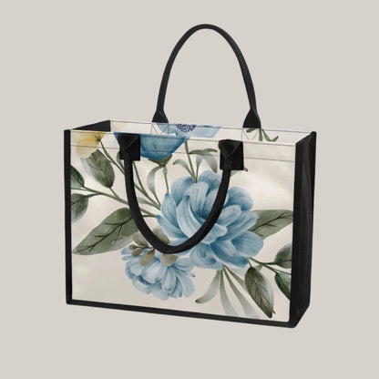 reusable shopping tote bag blue floral