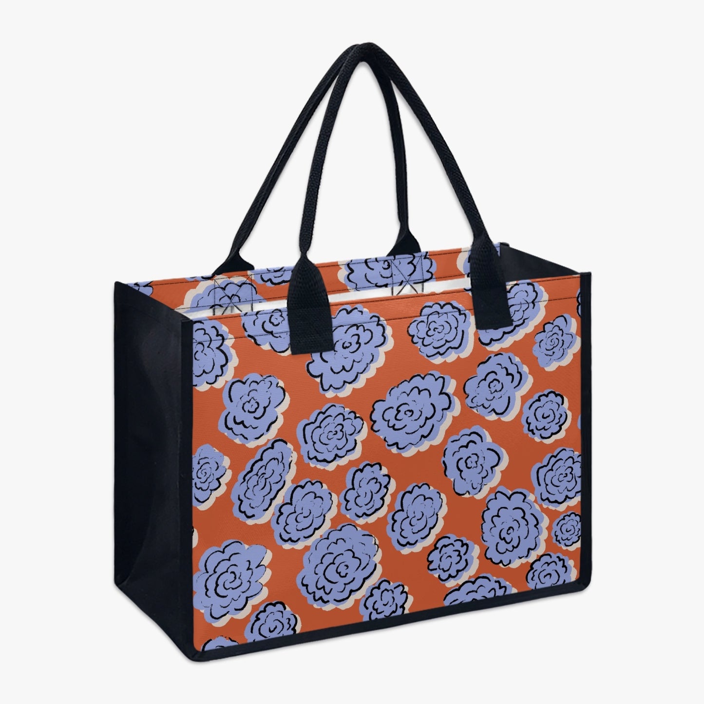 abstract floral reusable shopping tote bag 