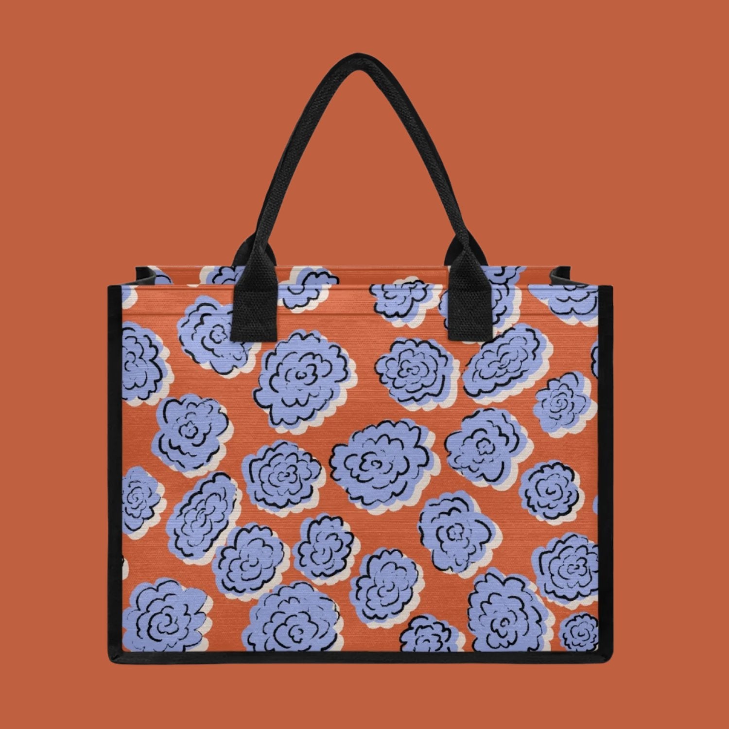 abstract floral reusable shopping tote bag 