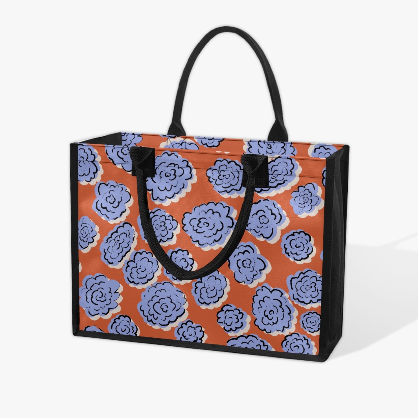 abstract floral reusable shopping tote bag 