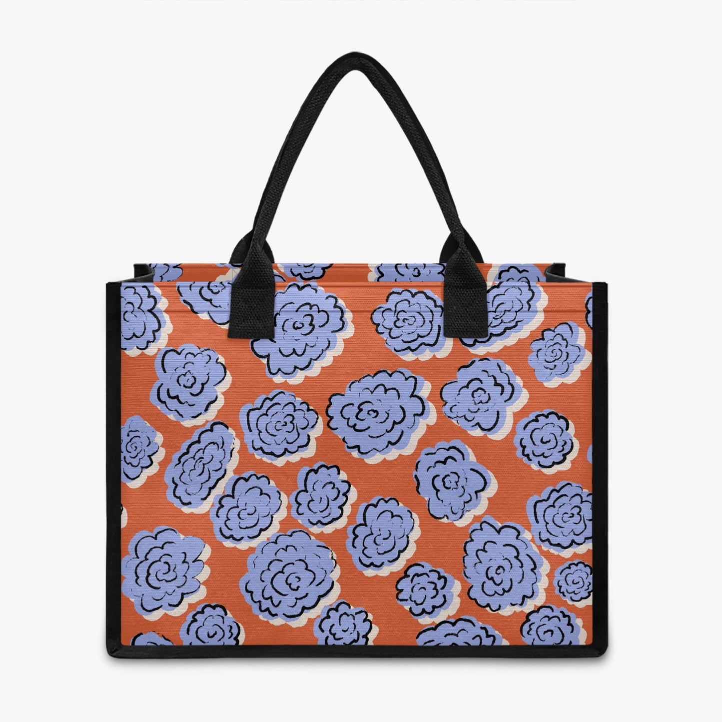 abstract floral reusable shopping tote bag 