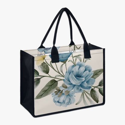 reusable shopping tote bag blue floral