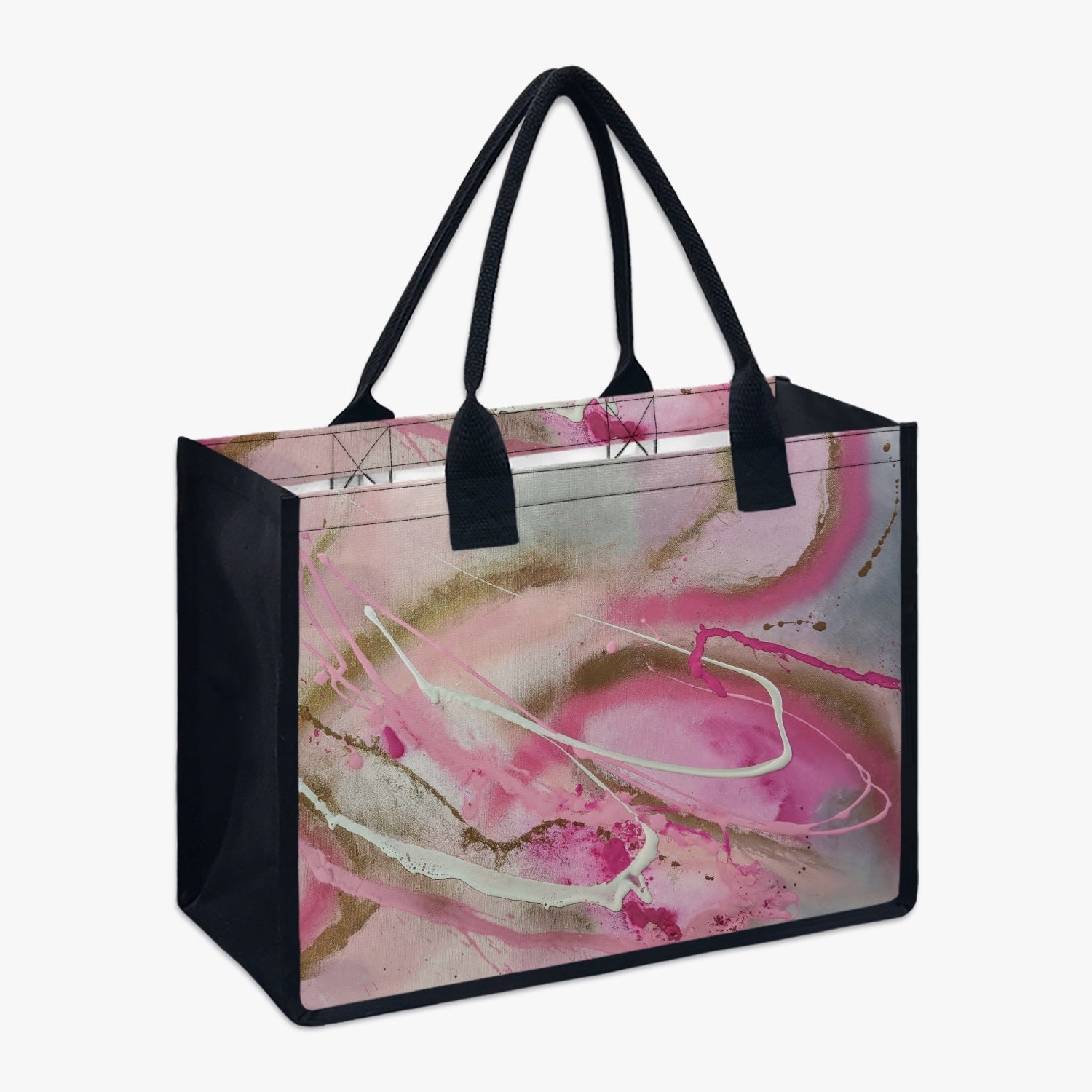 pink abstract reusable shopping tote bag