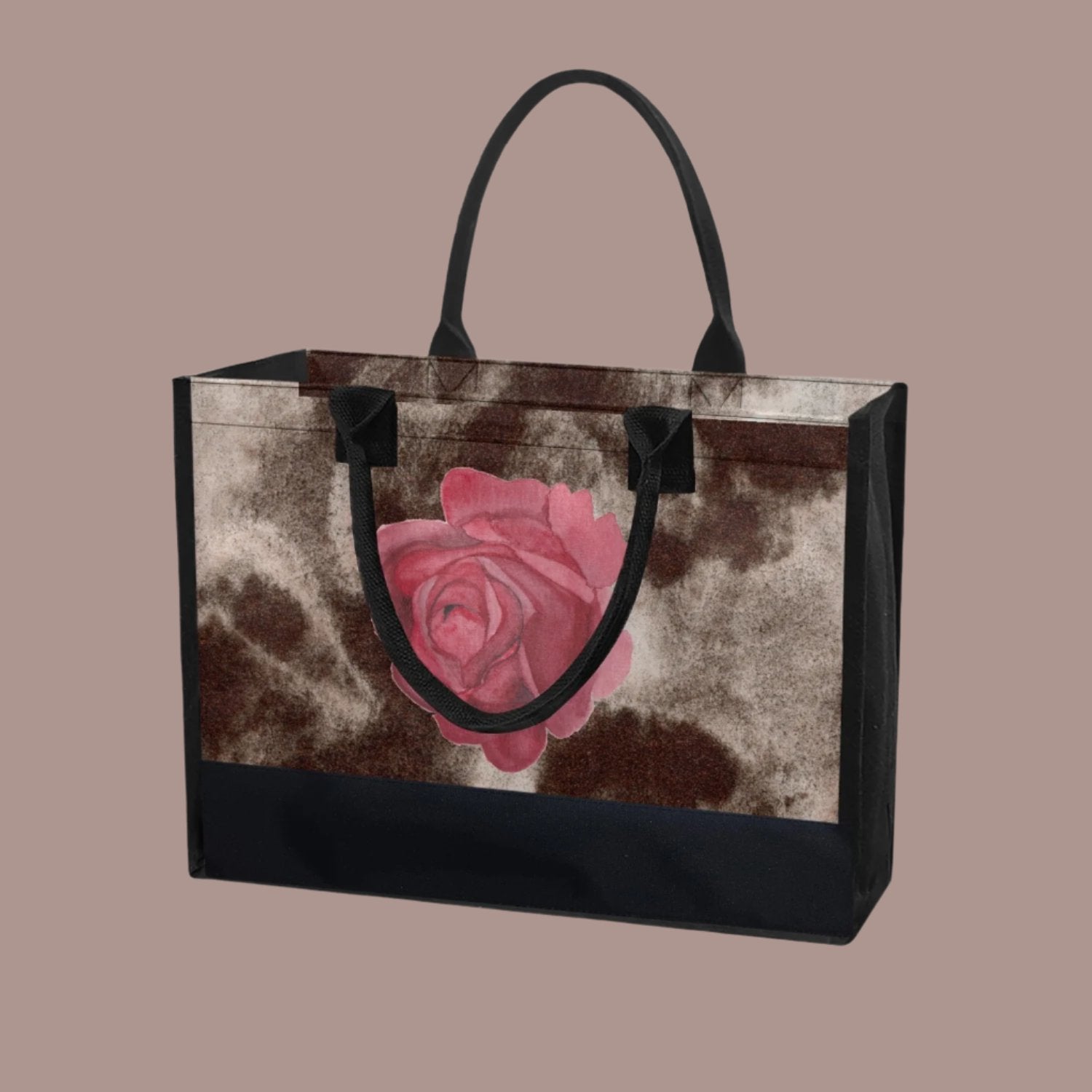 Reuseable shopping tote bag with rose 