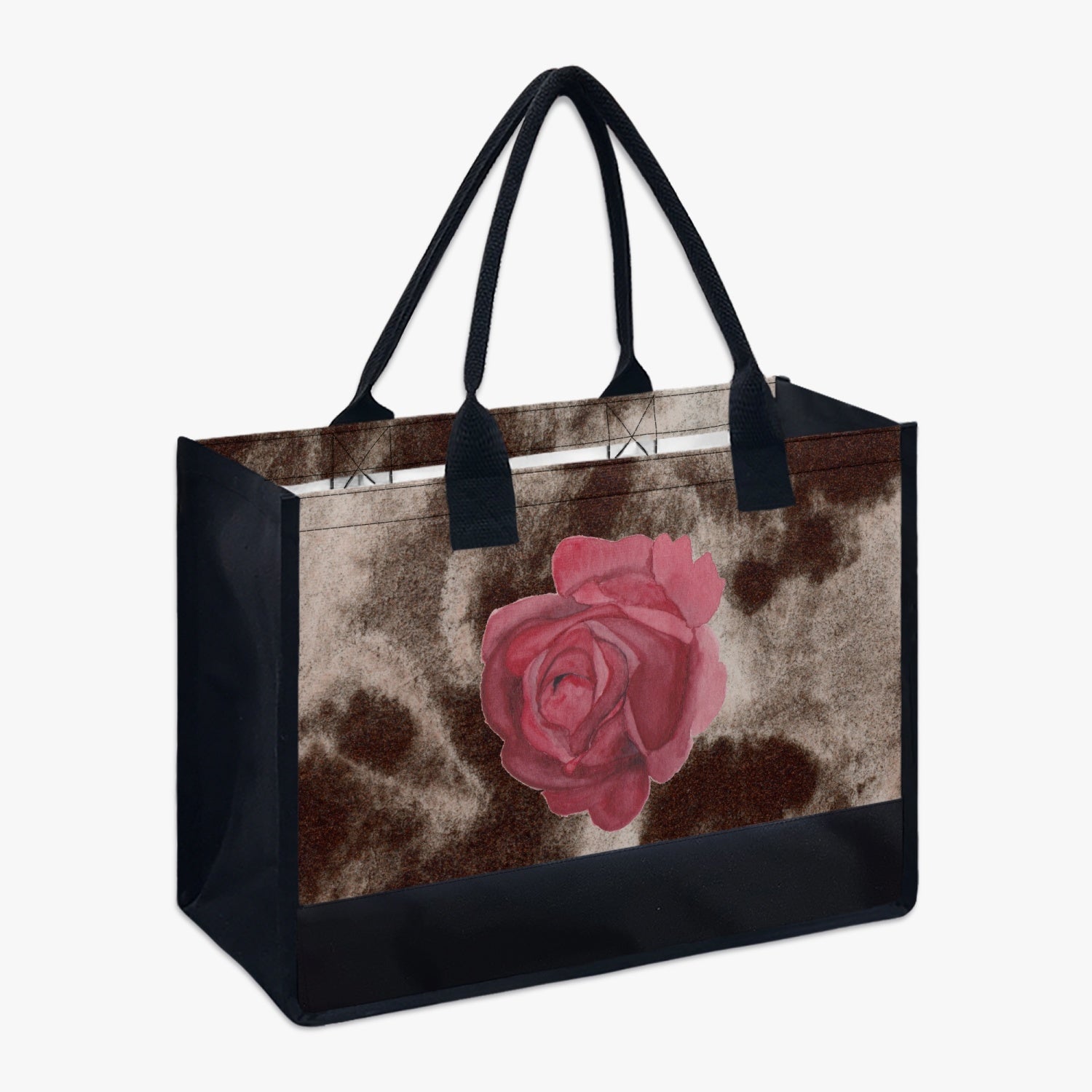 Reuseable shopping tote bag with rose 