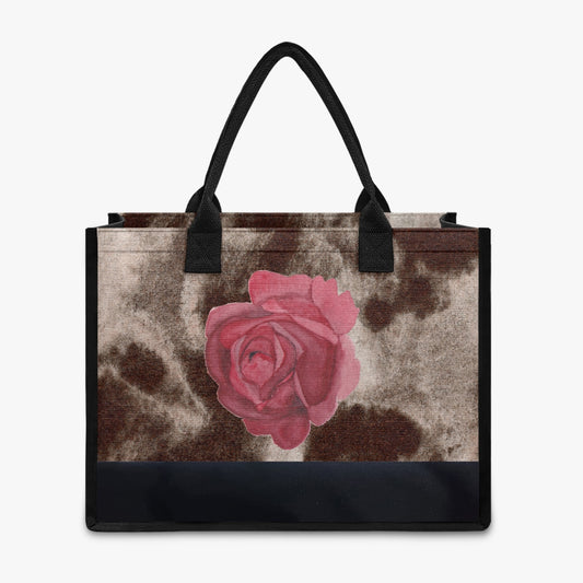 Reuseable shopping tote bag with rose 