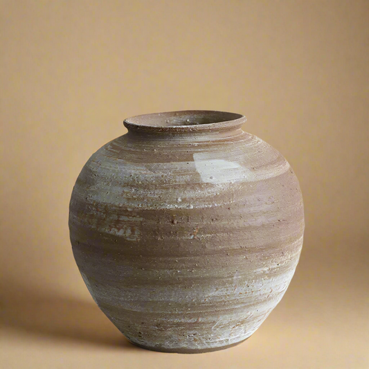 brown ceramic floor vase round