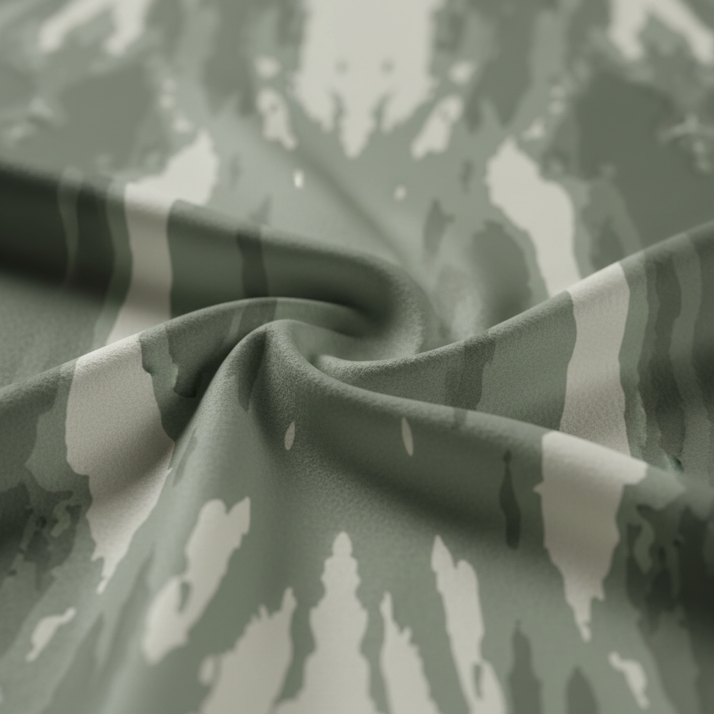 detail of the soft green brushstrokes on microfiber fabric