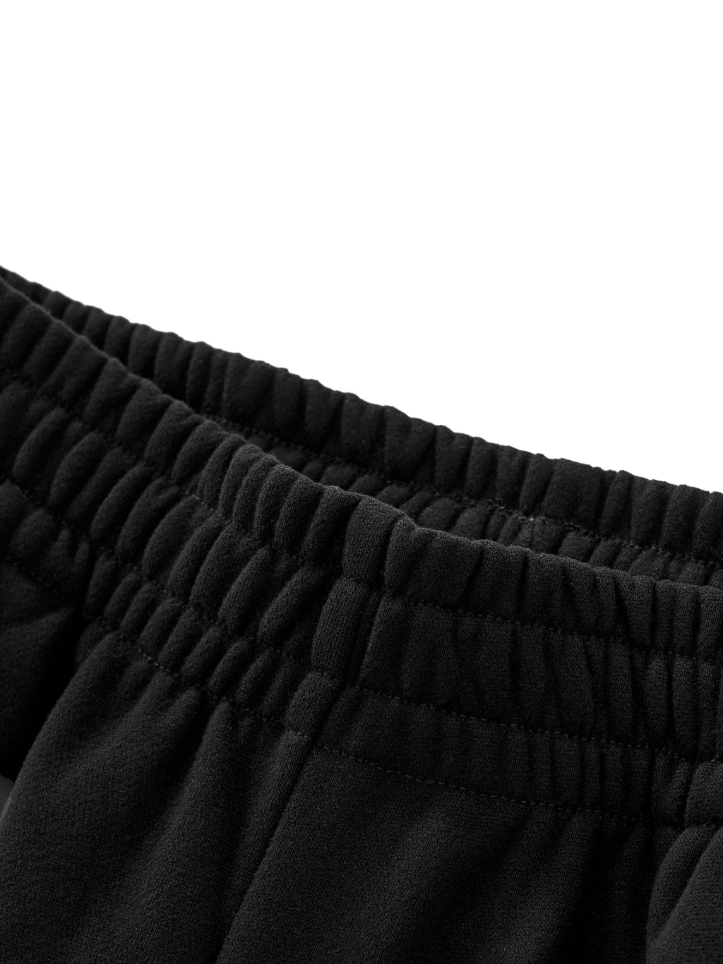 back view waistline detail of black side stripe straight leg cargo pants