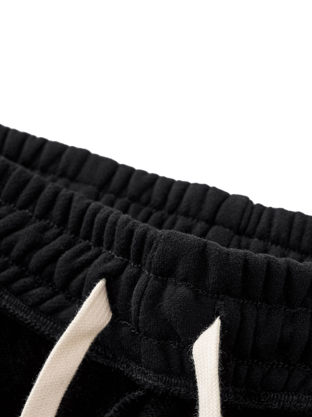 waist line detail of black side stripe straight leg cargo pants with drawstring 