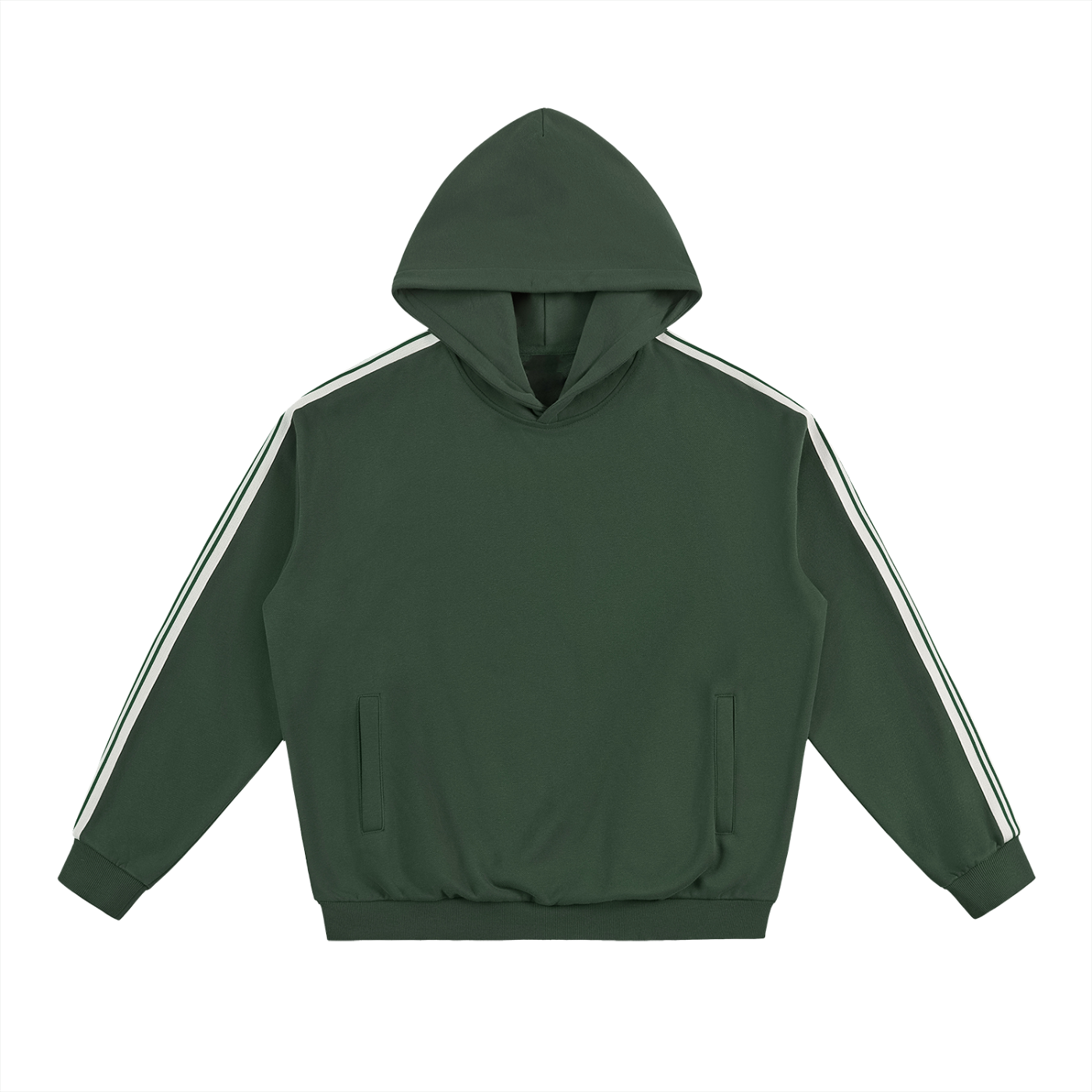 green side stripe drop shoulder hoodie flat lay