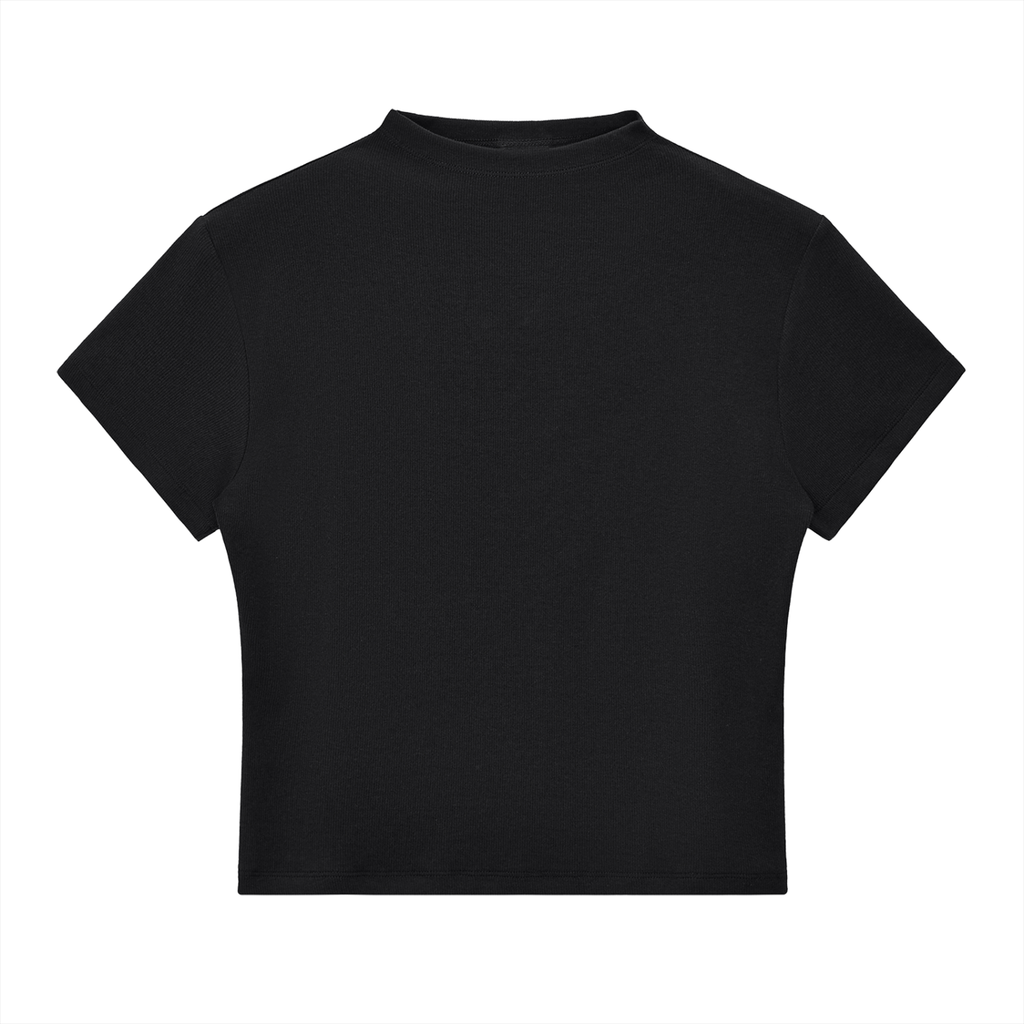 women's mock neck t-shirt black 