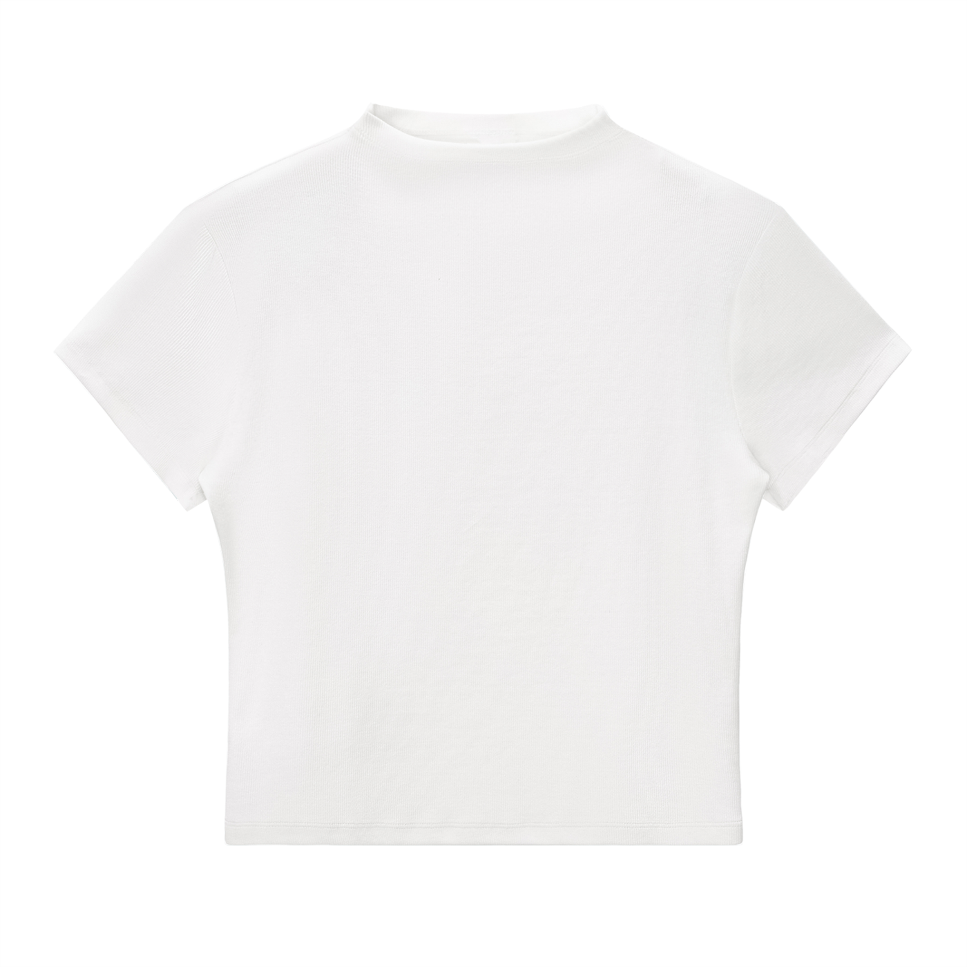 slim fit mock neck t-shirt front view white 