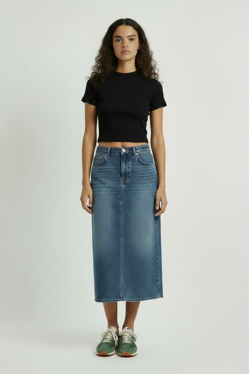 slim fit mock neck t-shirt front view