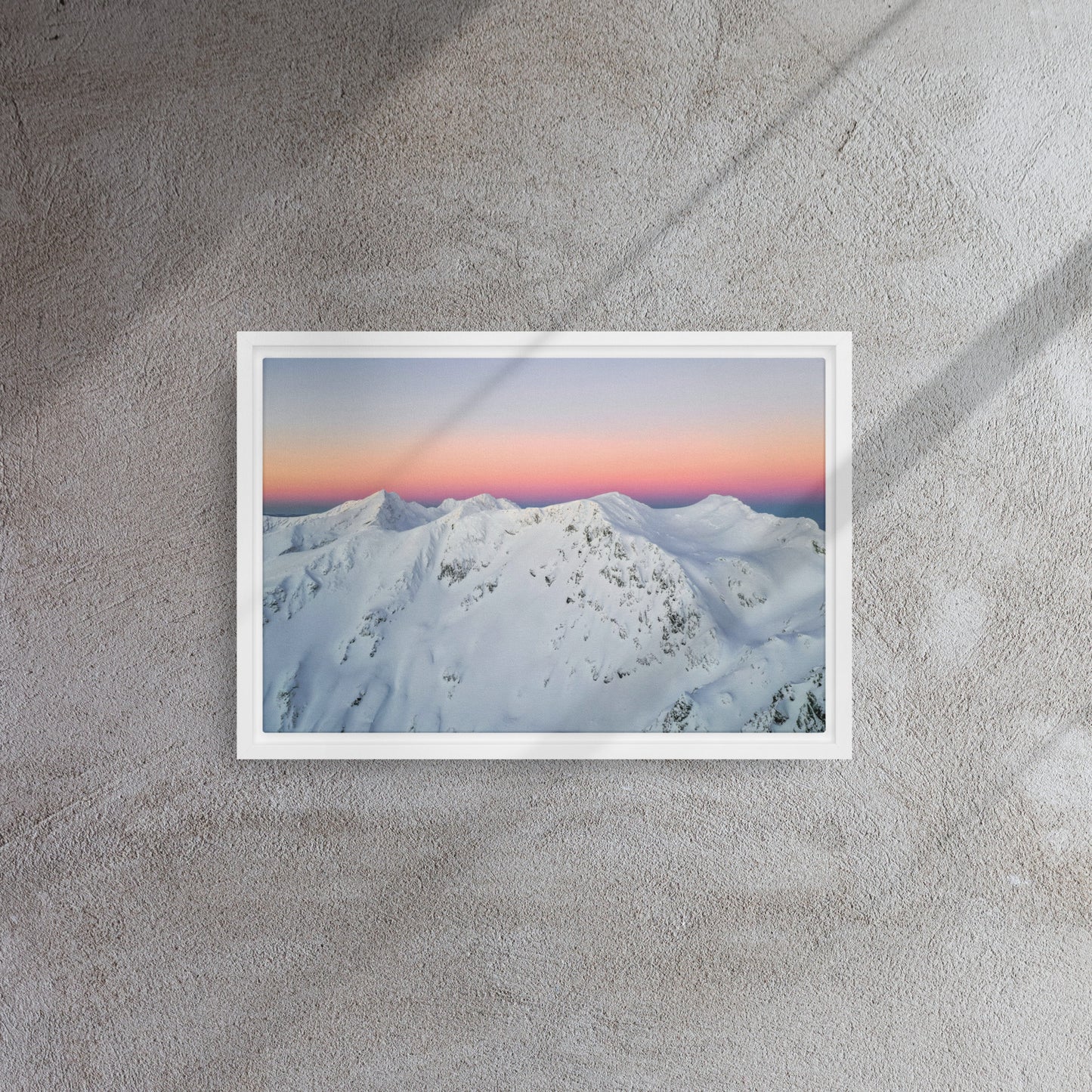 snowy mountain sunrise canvas print artwork