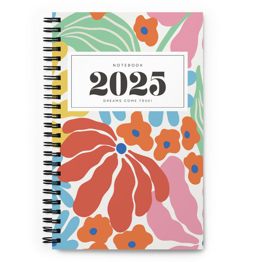 spiral floral abstract notebook