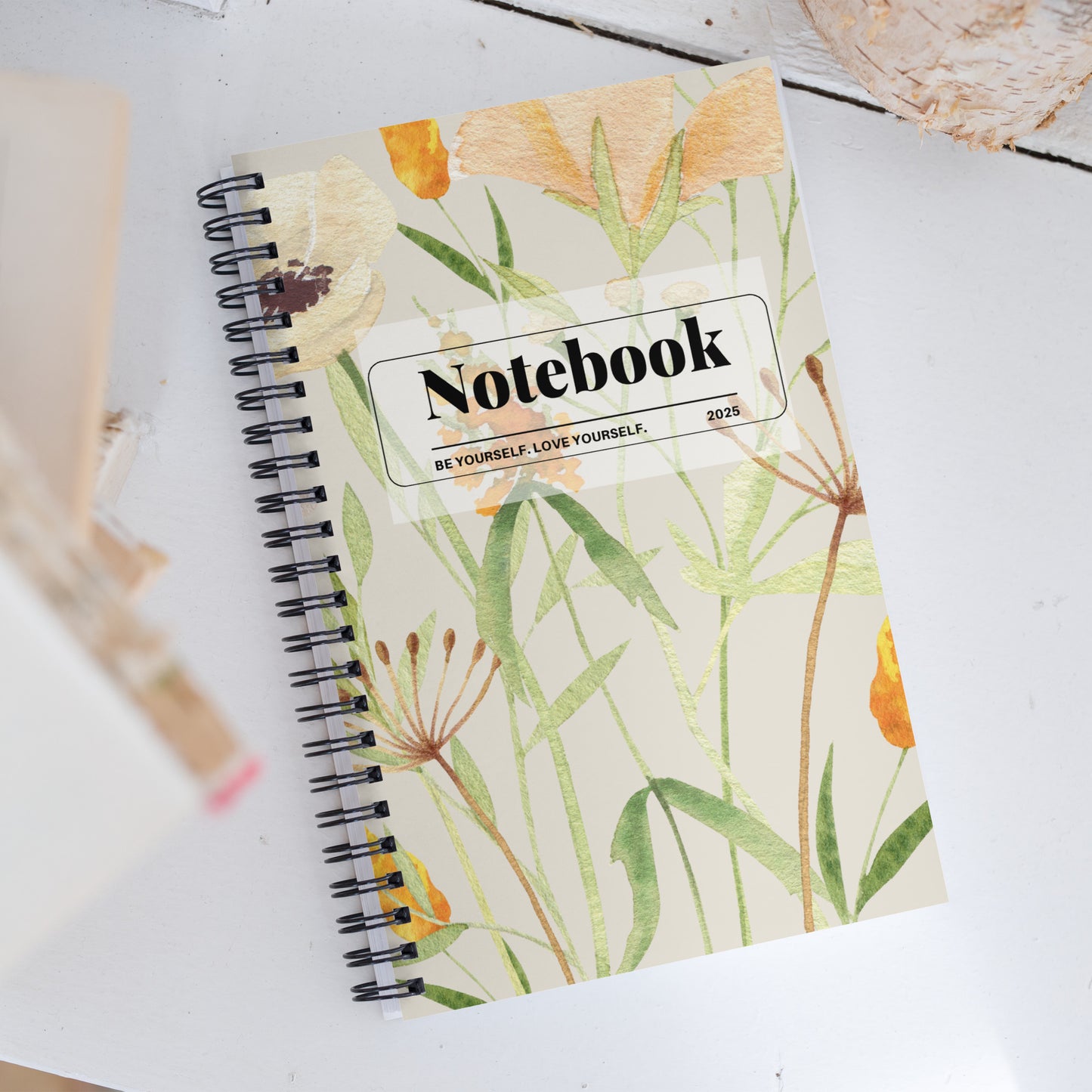 spiral floral notebook gold