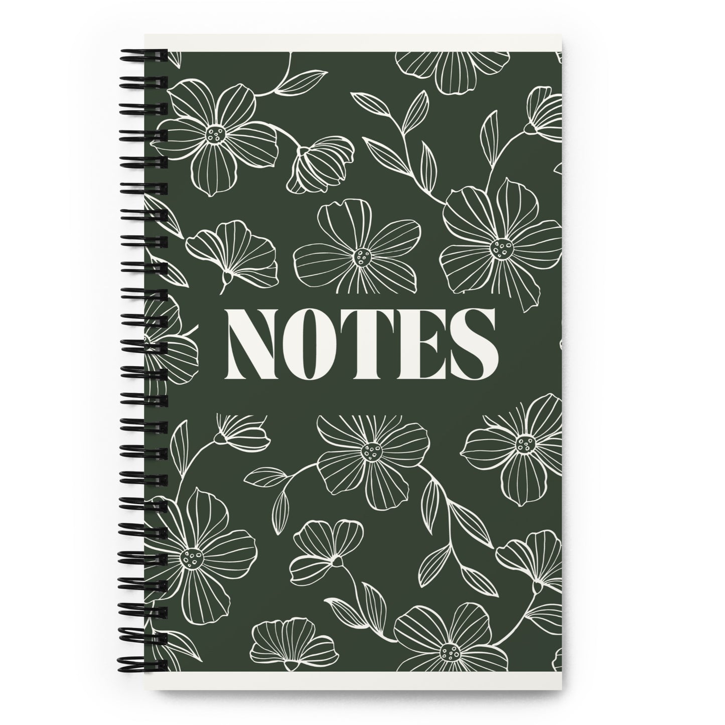 spiral floral notebook green