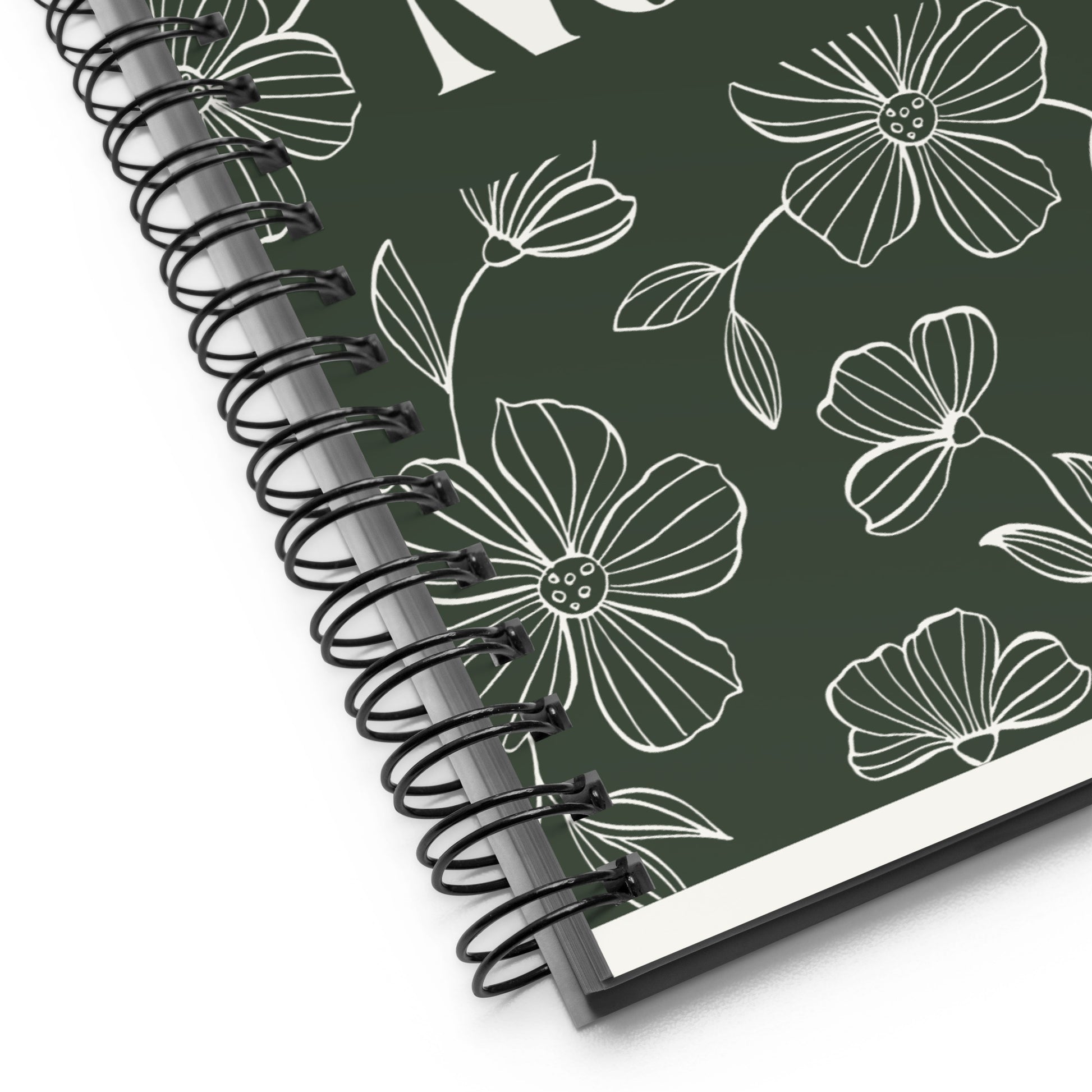 spiral floral notebook green