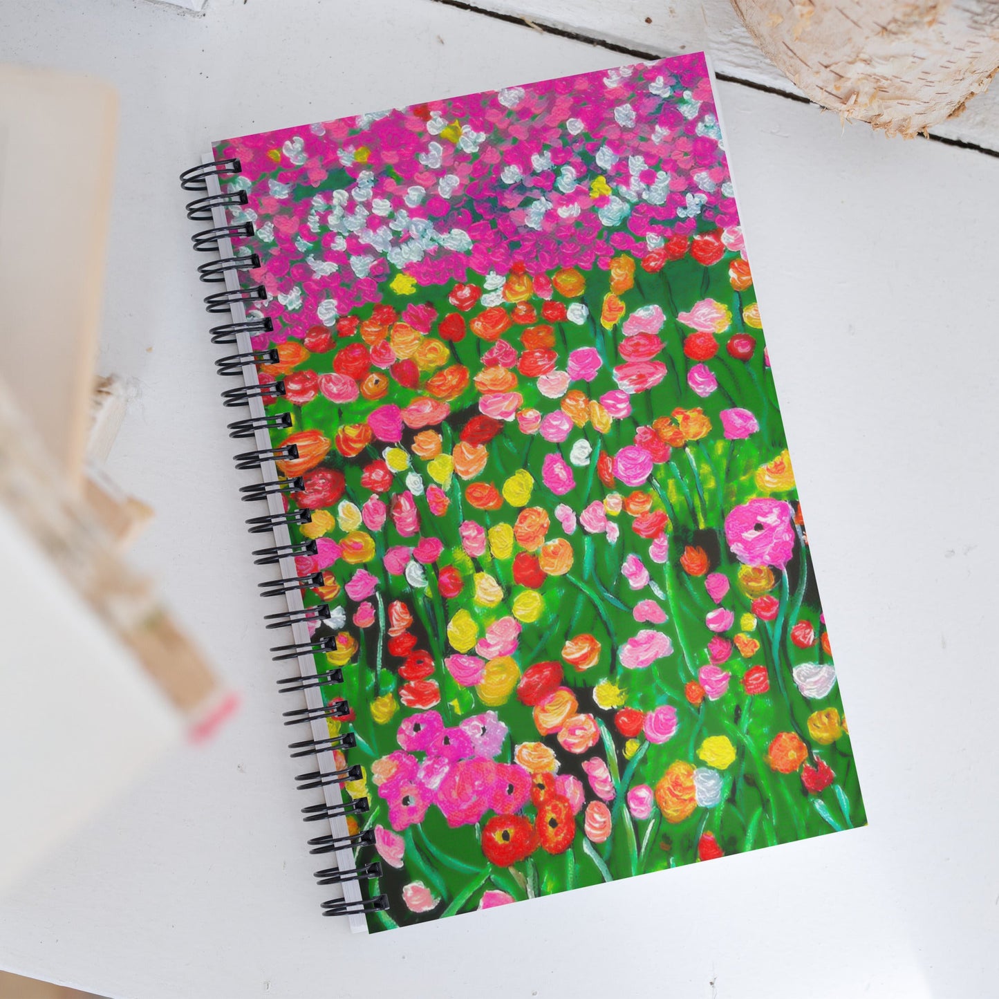 spiral floral notebook pink