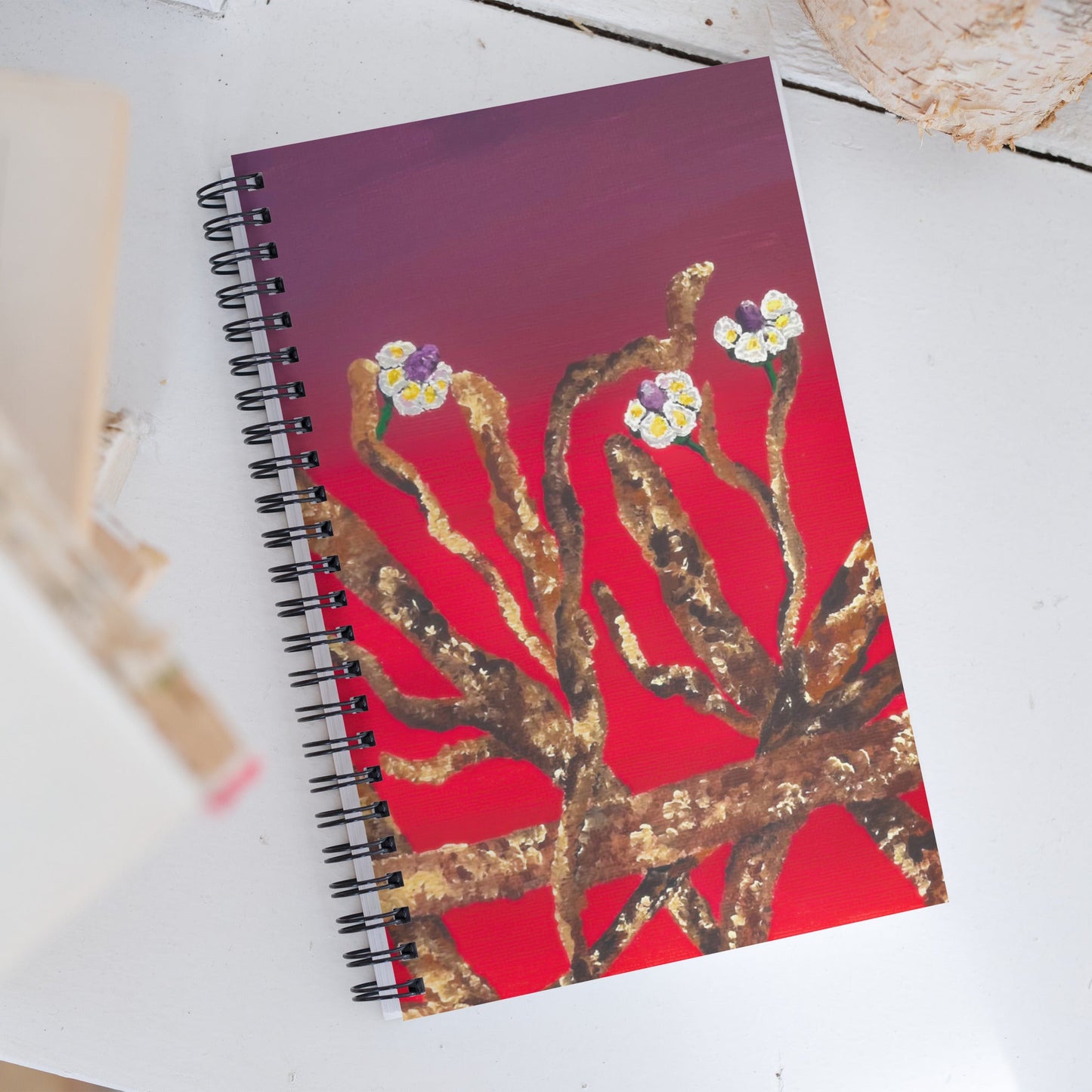 spiral floral notebook red 