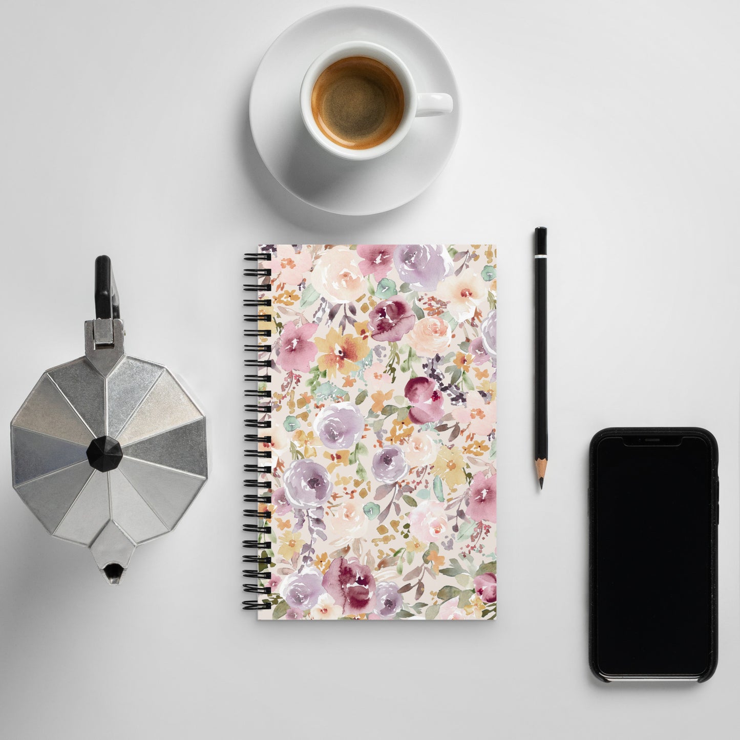 spiral floral notebook watercolor 