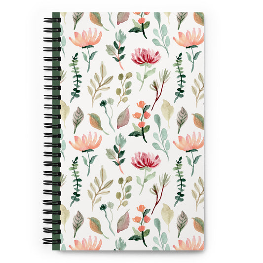 spiral floral notebook white 