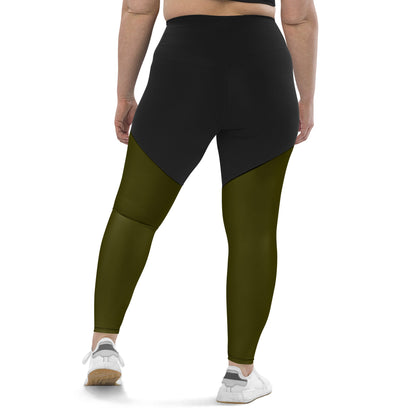 Women's green black compression leggings with pockets, Humble Sportswear