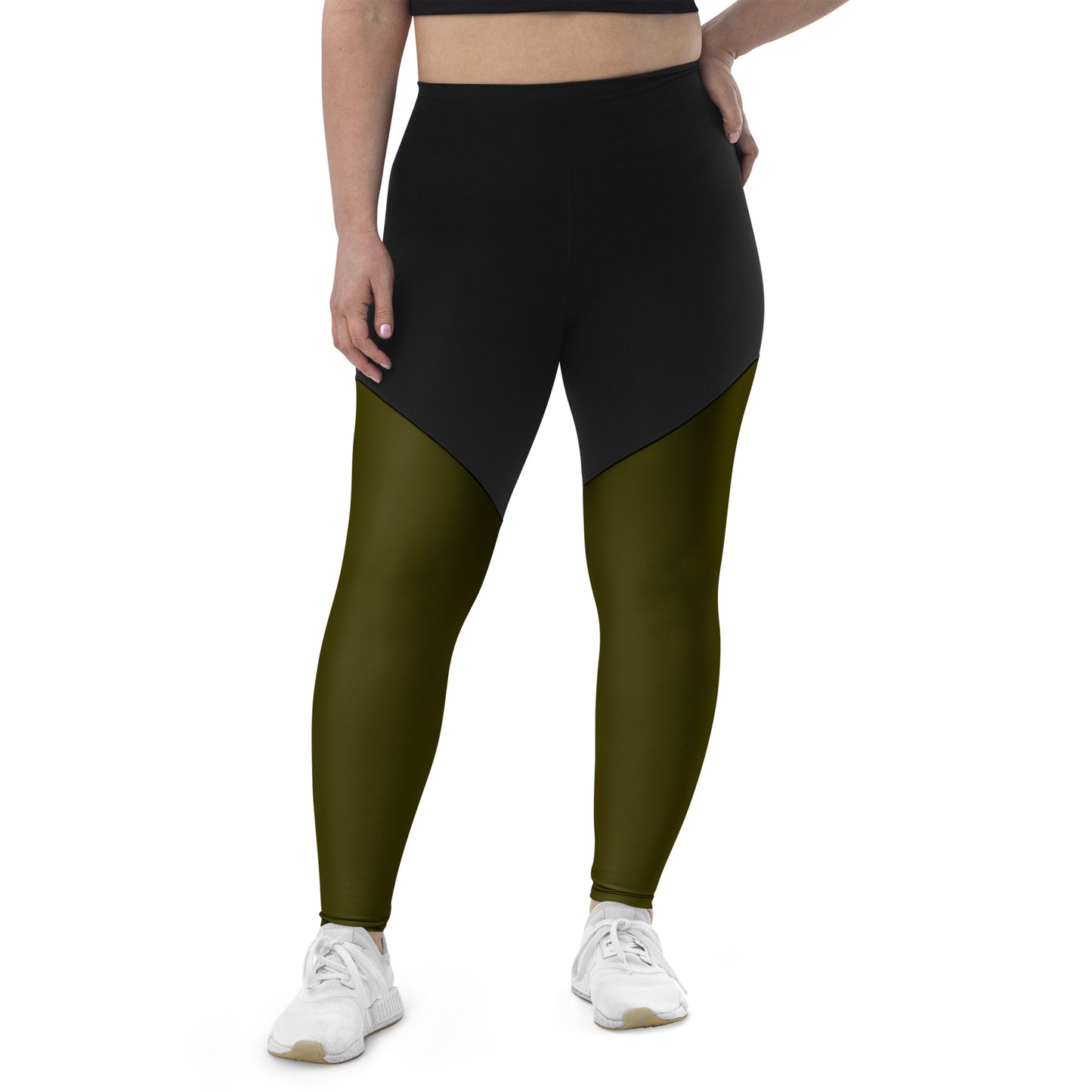 Women's green black compression leggings with pockets, Humble Sportswear