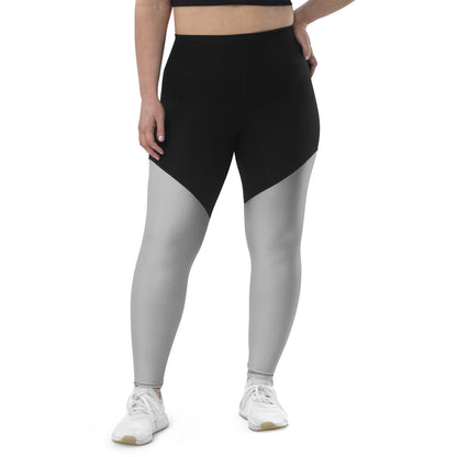 Women's high waist slimming compression leggings in silver, Humble Sportswear