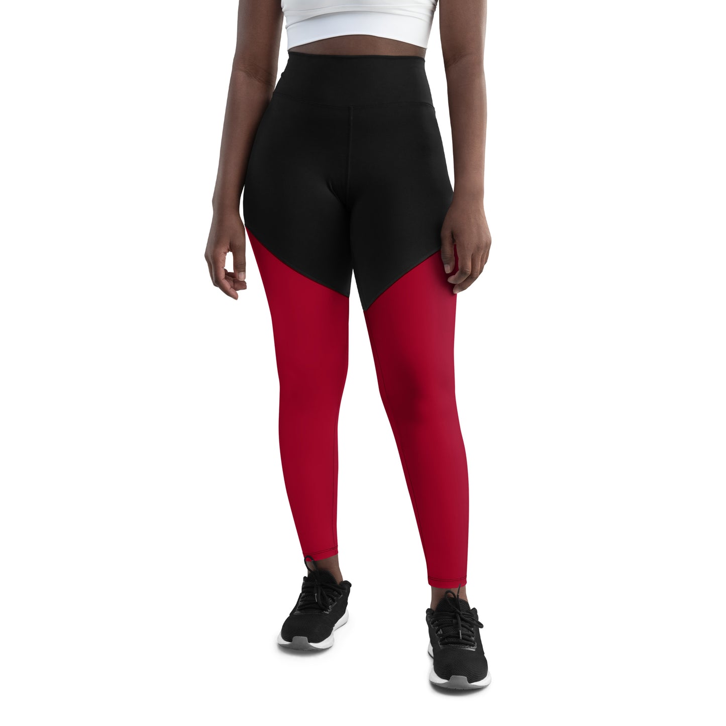 Women's red, non-see through compression leggings 